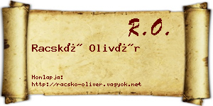Racskó Olivér névjegykártya