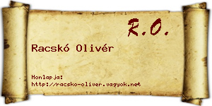 Racskó Olivér névjegykártya